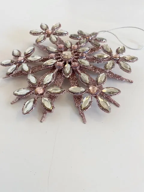 Pink Glitter Snowflake Ornament