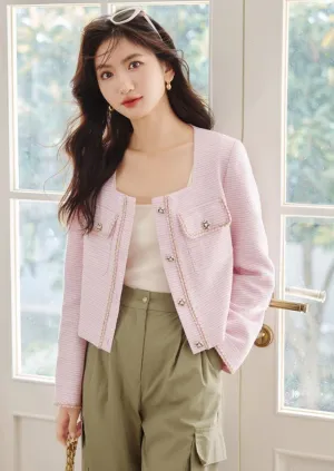 PINK SQUARE NECK SHORT JACKET