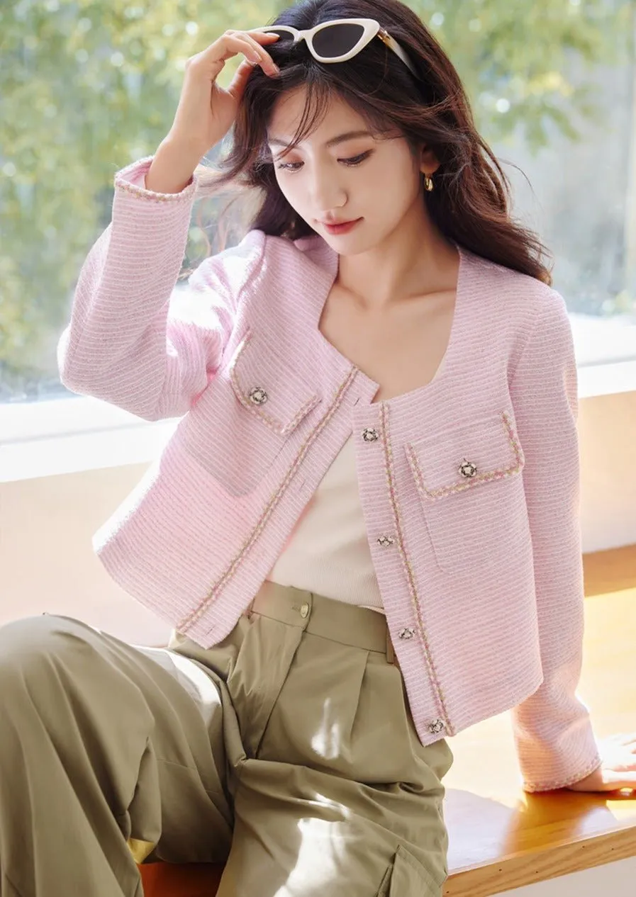 PINK SQUARE NECK SHORT JACKET
