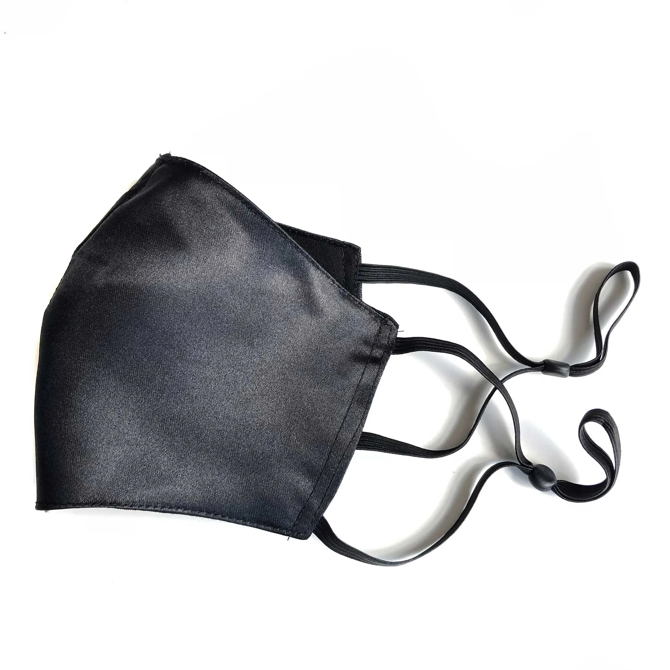Plain Black Face Mask, adjustable solid color washable fabric face cover