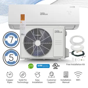 Premium Levella® 12,000 BTU 21.5 SEER2 Ductless Mini-Split Inverter  Air Conditioner Only Cold System Full Set 230V. WIFI Included.