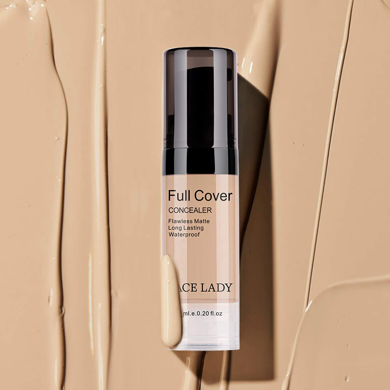 Pro Full Cover Liquid Concealer, Waterproof Smooth Matte Flawless Finish Creamy Concealer Foundation Corrector for Eye Dark Circles Spot Face Concealer Makeup Base, 6ml/0.20Fl Oz