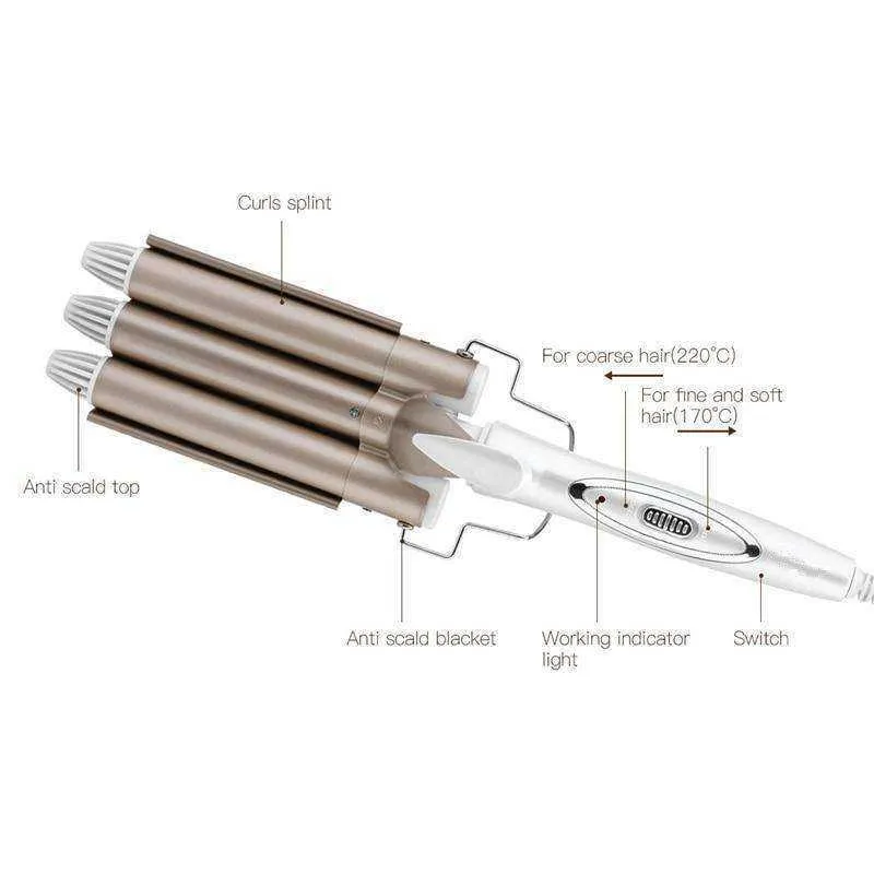 Professional Hair Curling Ceramic Triple Barrel Iron