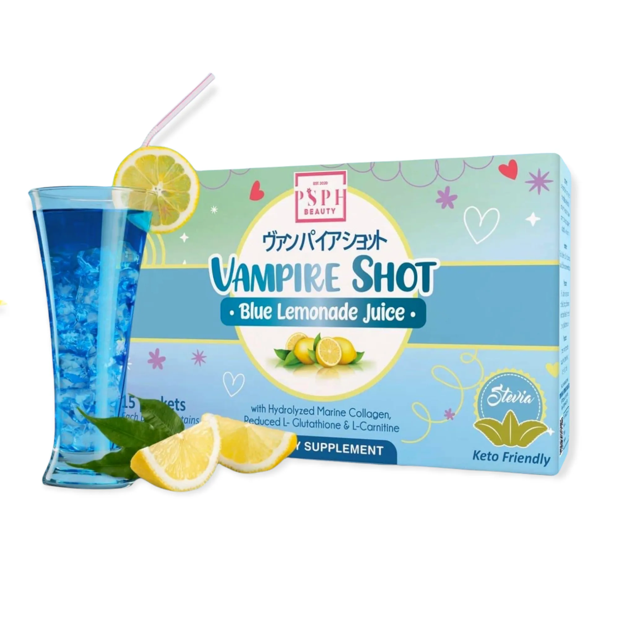 PSPH VAMPIRE SHOT BLUE LEMONADE JUICE - 21g x 15 Sachet
