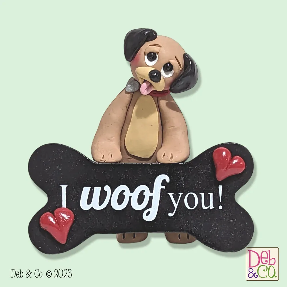 Puppy Dog "I Woof You" Puppy Pal Figurine Handmade Polymer Clay Ornament