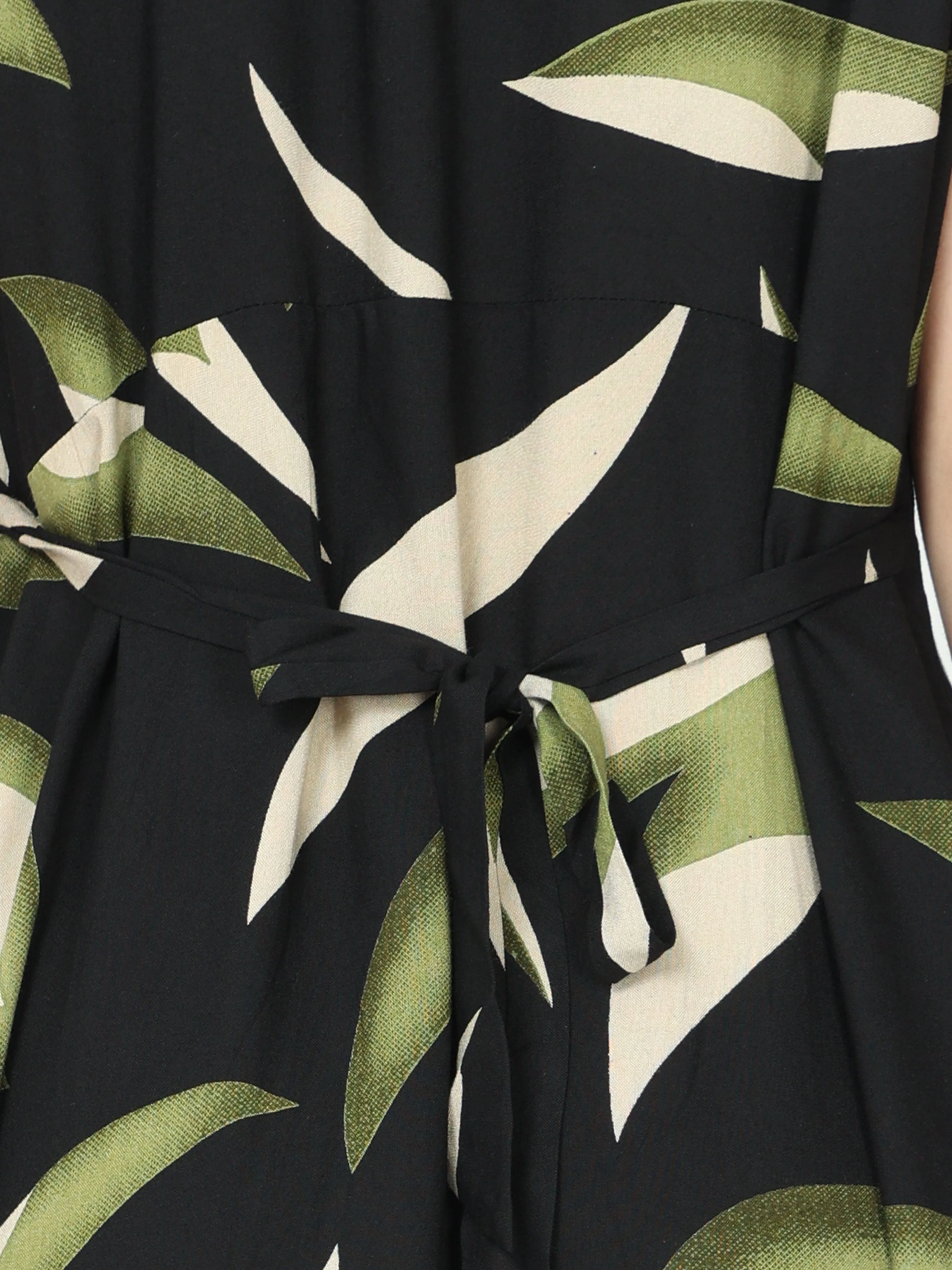 Rayon Maternity Feeding Dress Black Green