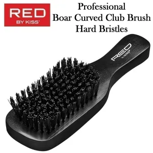 Red by Kiss Brush, Professional Boar Curved Club Brush, Hard Bristles (BOR13)