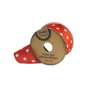 Red White Dot Ribbon - 40mm x 3m