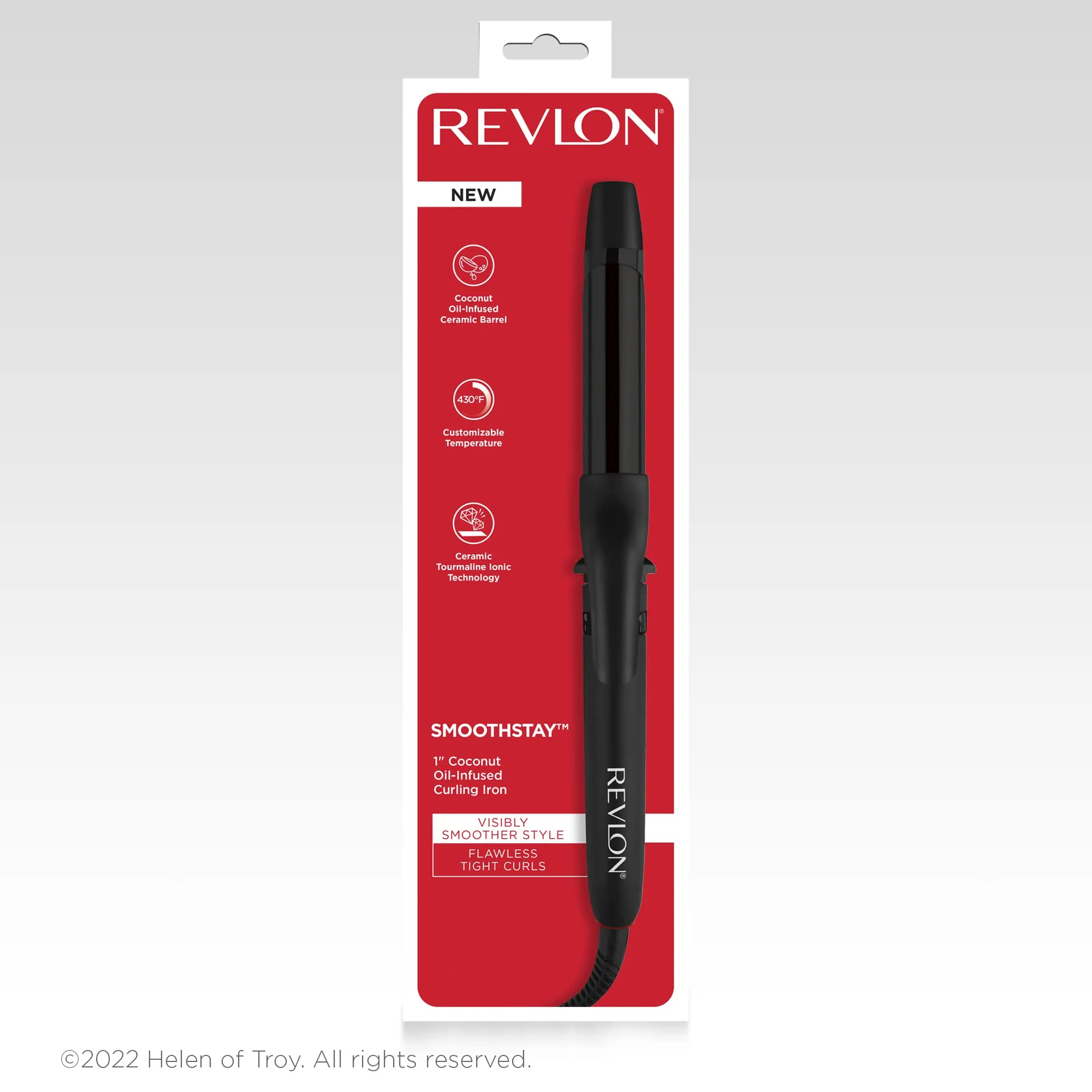 Revlon SmoothStay Coconut Oil-Infused Curling Iron | for Shiny, Smooth Curls (1 in)