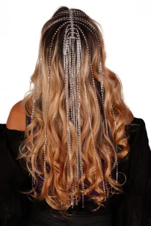 Rhinestone Waterfall Headband - Silver