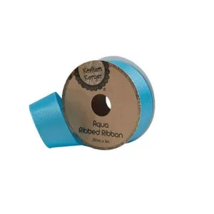 Ribbed Aqua Ribbon - 25mm x 3m