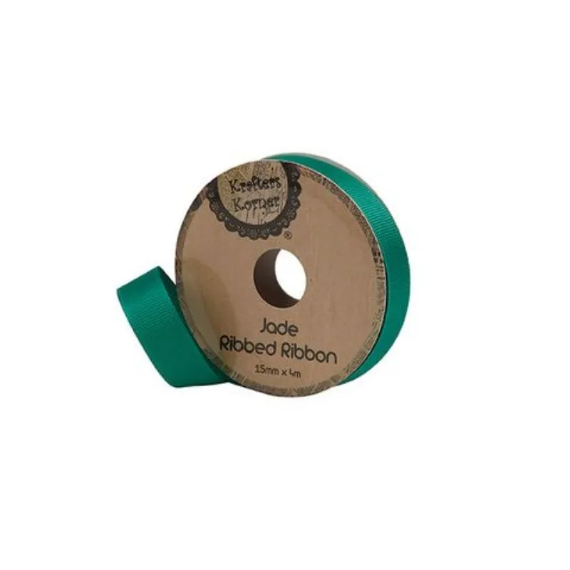 Ribbed Jade Ribbon - 15mm x 4m