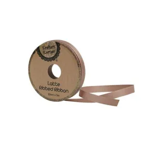 Ribbed Latte Ribbon - 10mm x 5m