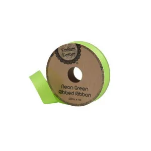Ribbed Neon Green Ribbon - 15mm x 4m