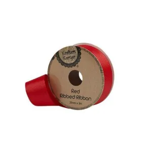 Ribbed Red Ribbon - 25mm x 3m