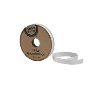 Ribbed White Ribbon - 10mm x 5m