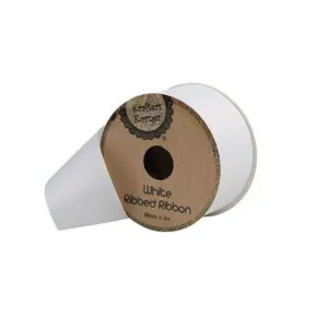 Ribbed White Ribbon - 38mm x 3m