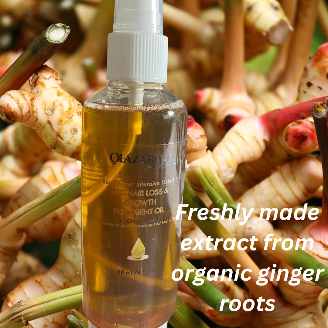 RootRenew Intensive 10-in-1 Anti-Hair Loss & Growth Treatment Oil w/Ginger Extract (for: Hair Thickening Men & Women), 4 Fl. oz