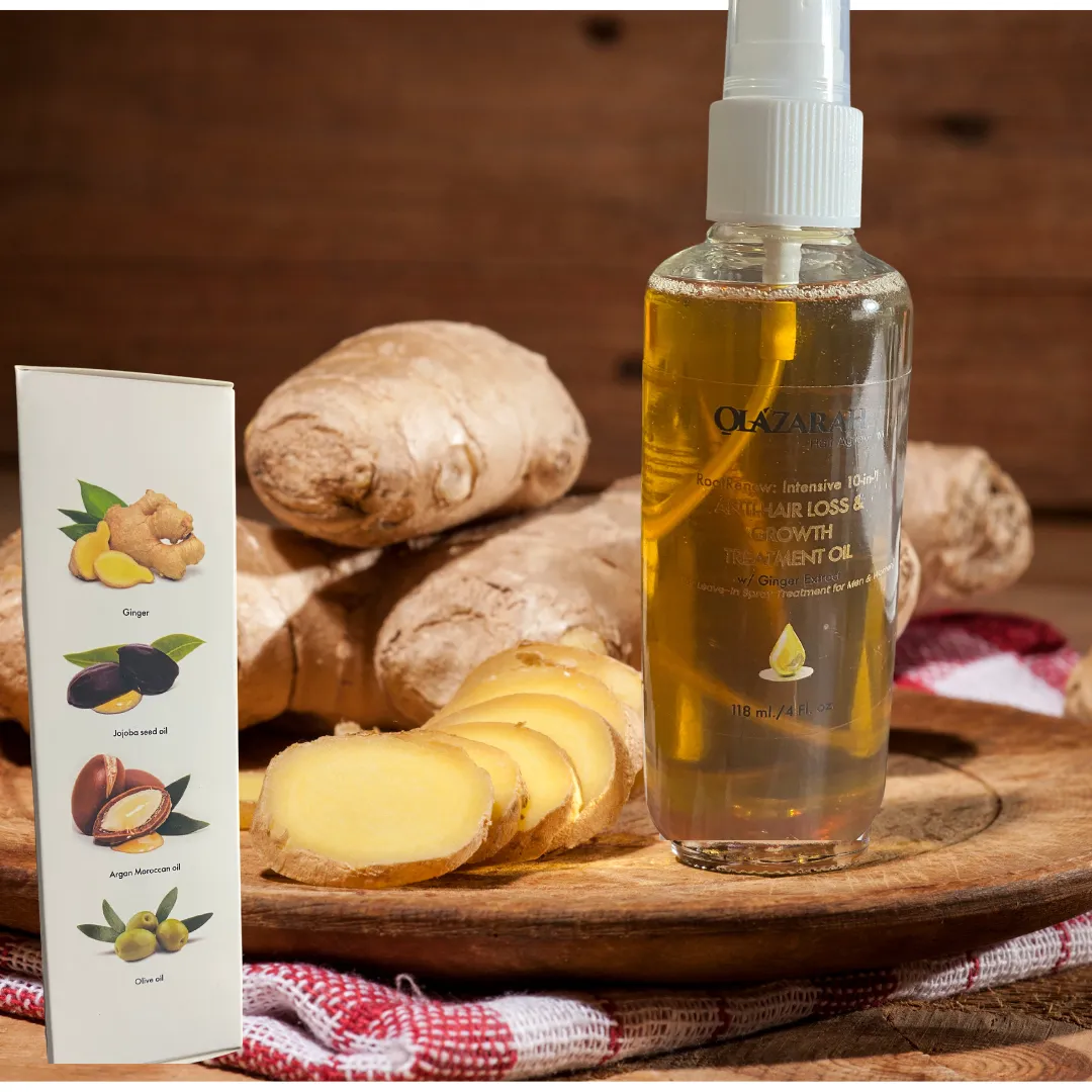 RootRenew Intensive 10-in-1 Anti-Hair Loss & Growth Treatment Oil w/Ginger Extract (for: Hair Thickening Men & Women), 4 Fl. oz