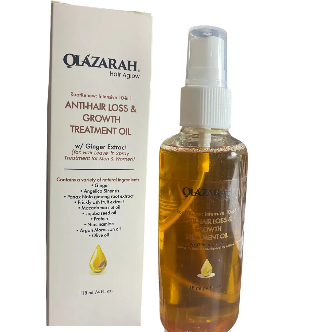 RootRenew Intensive 10-in-1 Anti-Hair Loss & Growth Treatment Oil w/Ginger Extract (for: Hair Thickening Men & Women), 4 Fl. oz