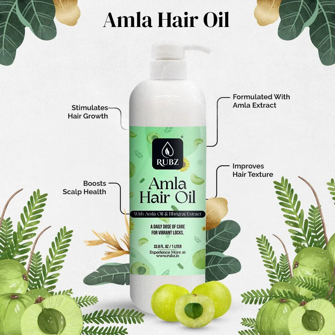 Rubz Amla Hair Oil | Enriched with Amla Oil & Bhrigraj Extract | For Strong, Long & Thick Hair | 5 Litre