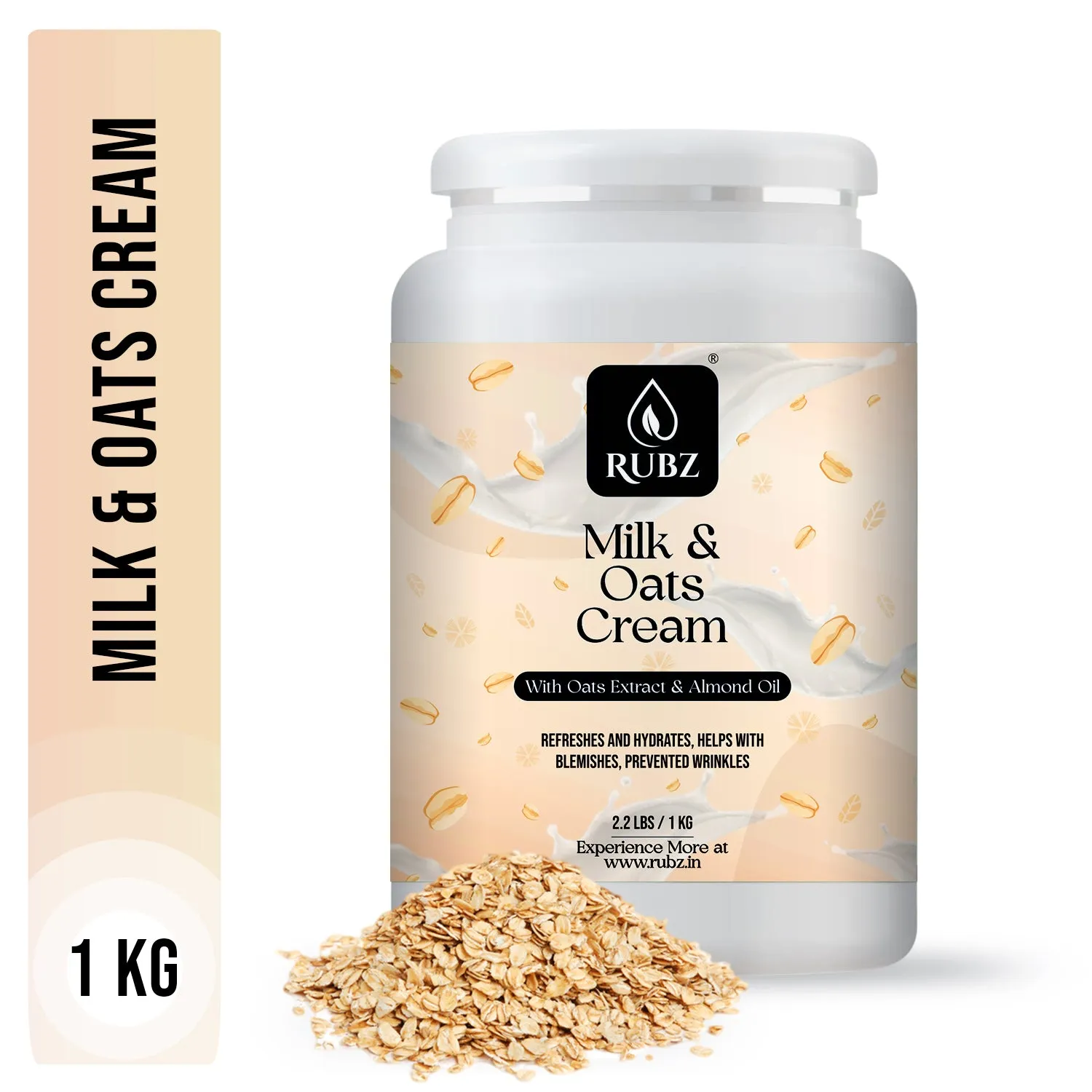 Rubz Milk & Oats Cream with Vitamin E & Argan Oil | Instant Glow & Skin Nourishing | Best body cream for men | 1 Kg