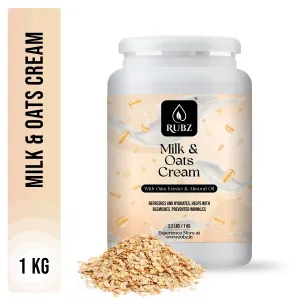 Rubz Milk & Oats Cream with Vitamin E & Argan Oil | Instant Glow & Skin Nourishing | Best body cream for men | 1 Kg