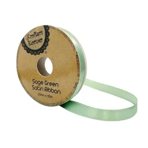 Sage Green Satin Ribbon - 1cm x 10m