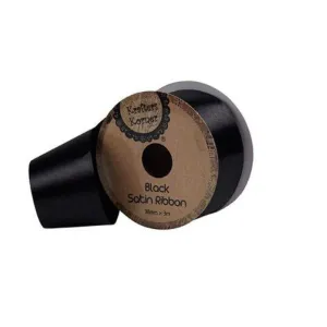 Satin Black Ribbon - 38mm x 3m