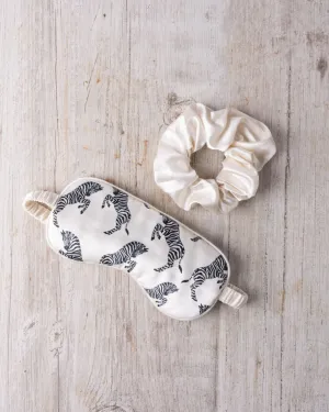 Satin Zebra Print Sleep Mask & Scrunchie Gift Set