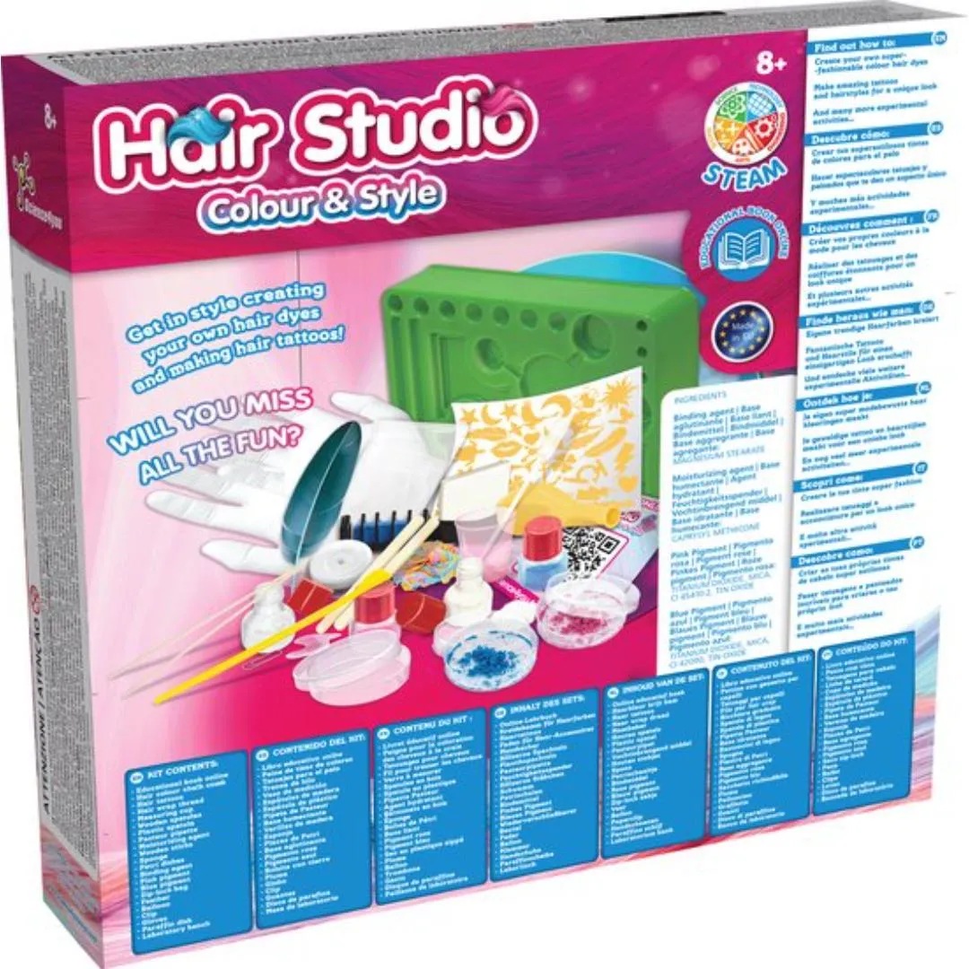Science4you Hair Studio ,Hair Accessories Gift Set with Temporary Hair Dye for Kids