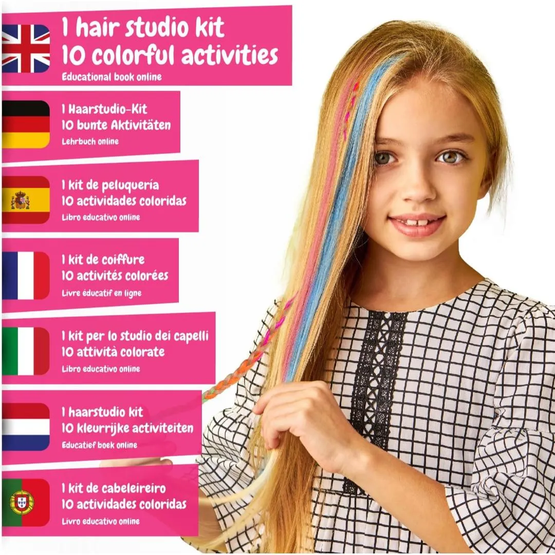 Science4you Hair Studio ,Hair Accessories Gift Set with Temporary Hair Dye for Kids