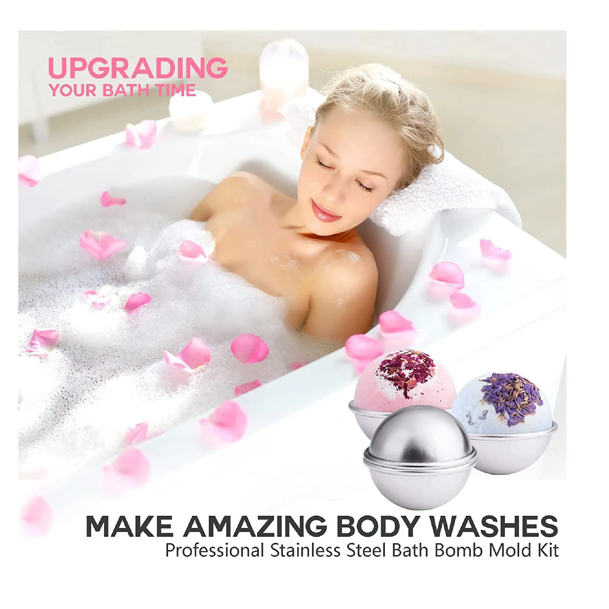 Set Of 74 Molds For Bath Bombs And Dried Flowers | DIY Kit Includes 12 Metal Bath Bomb Molds