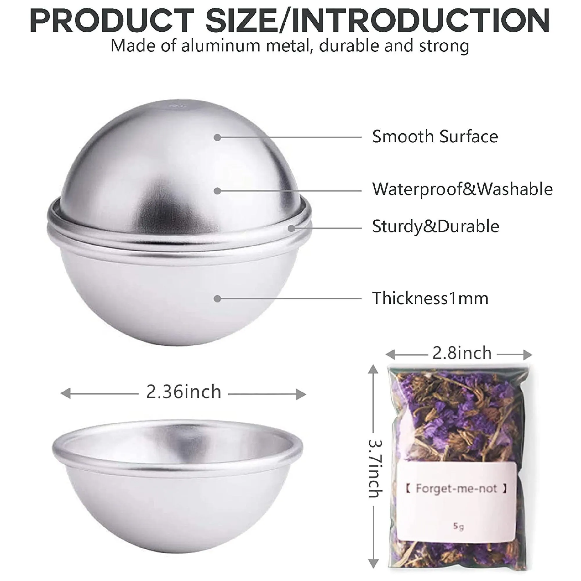 Set Of 74 Molds For Bath Bombs And Dried Flowers | DIY Kit Includes 12 Metal Bath Bomb Molds