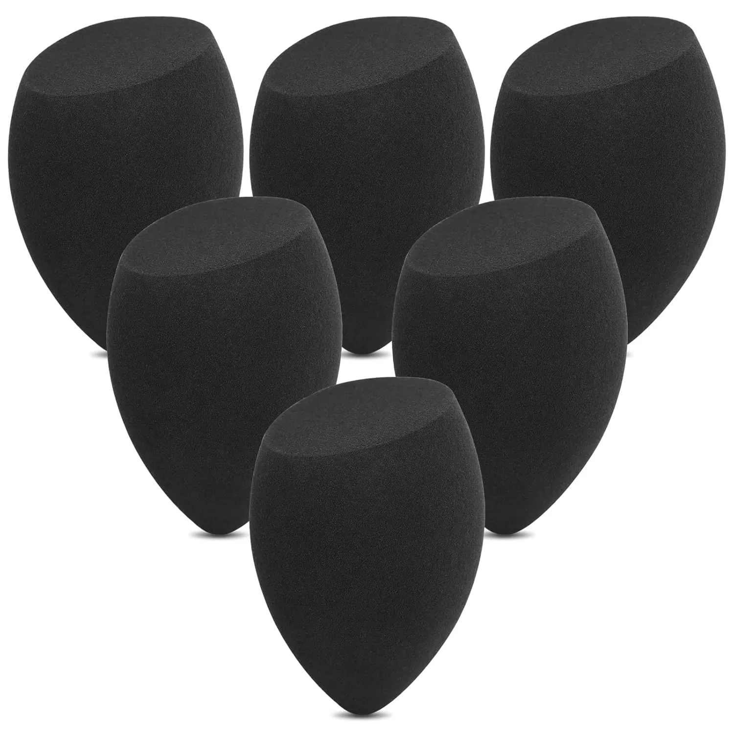 Sibba 6Pcs Makeup Sponge, Makeup Blending Beauty Sponge, Foundation Blending Sponge Blender for Foundation, Cream and Powder, Soft Makeup Sponges (Black)