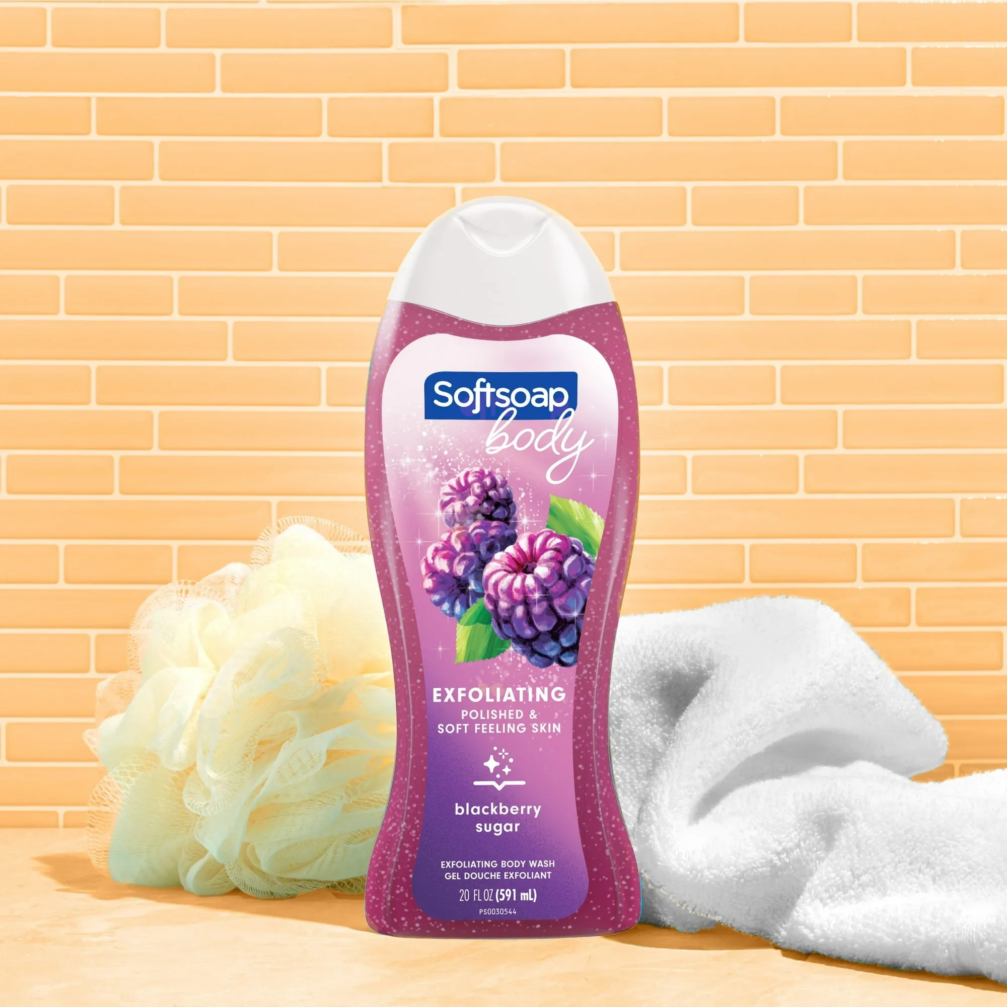 Softsoap Exfoliating Body Wash, Blackberry Sugar - 20 Fluid Ounce