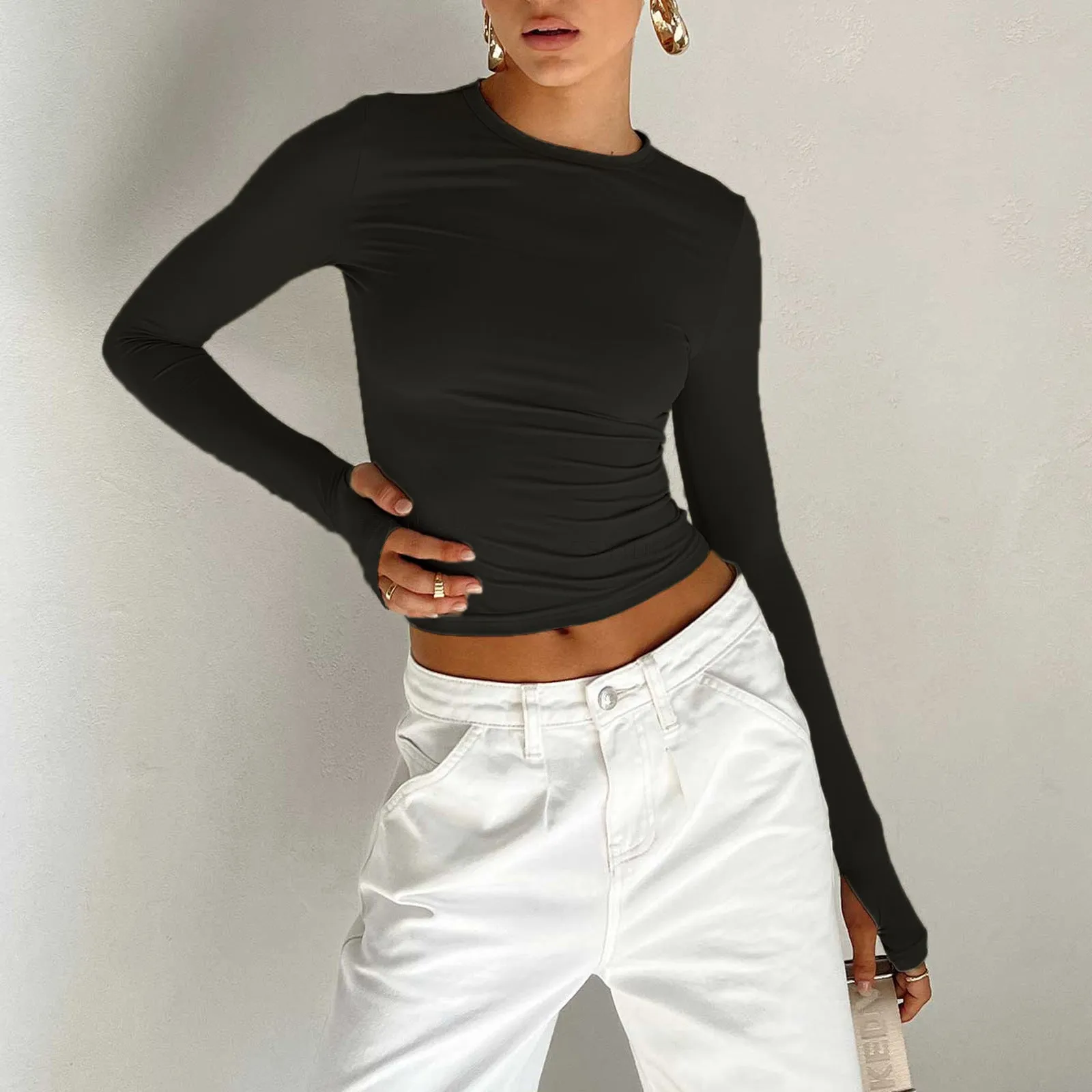 Solid Slim Long Sleeve Top