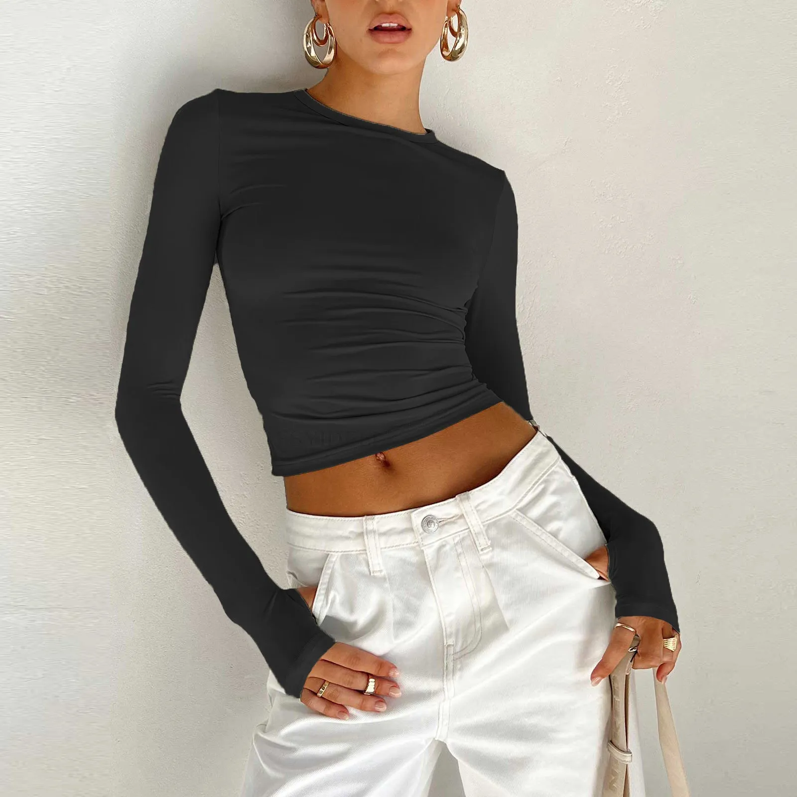 Solid Slim Long Sleeve Top