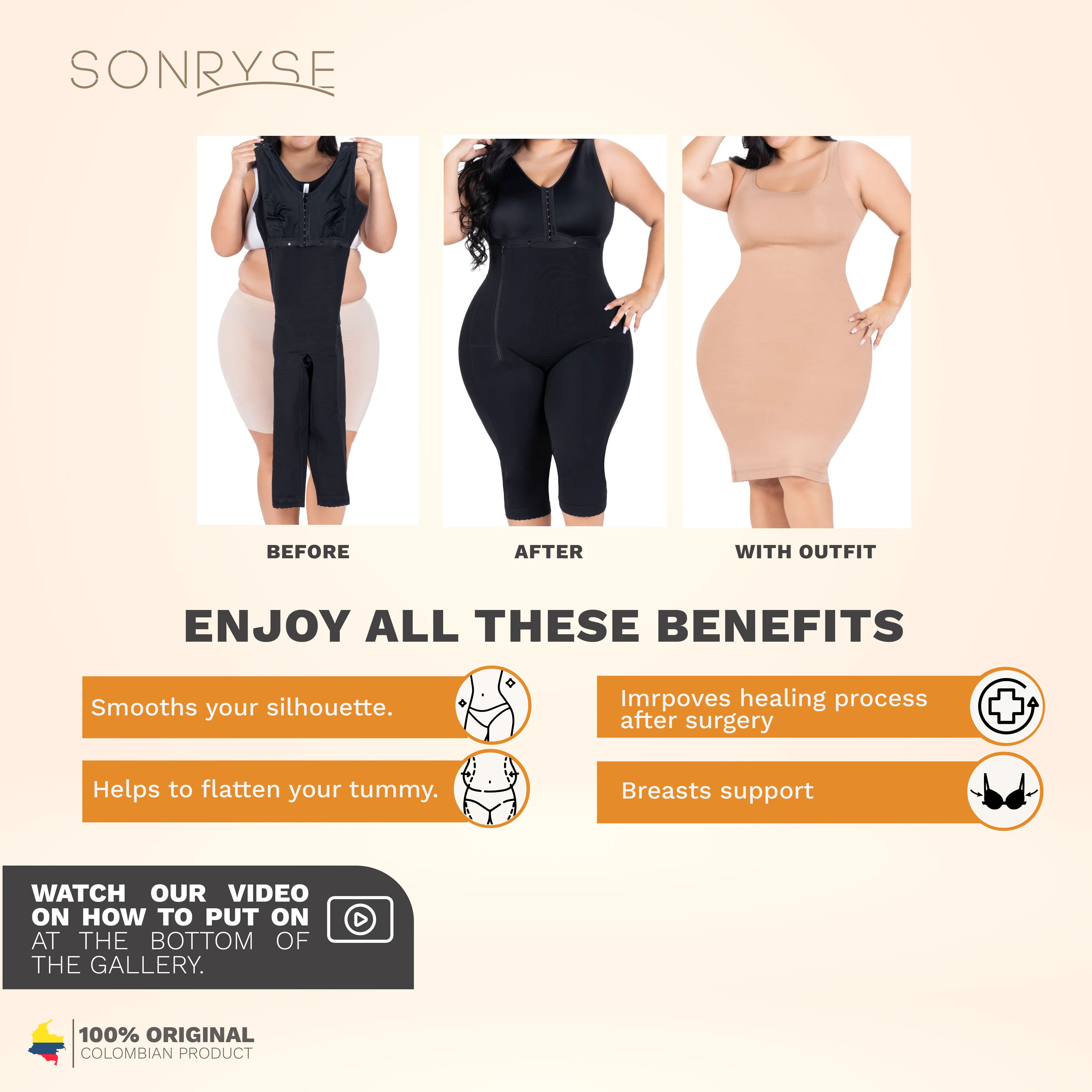 SONRYSE 054BF Tummy Control Butt Lifting Effect Full Body Shaper