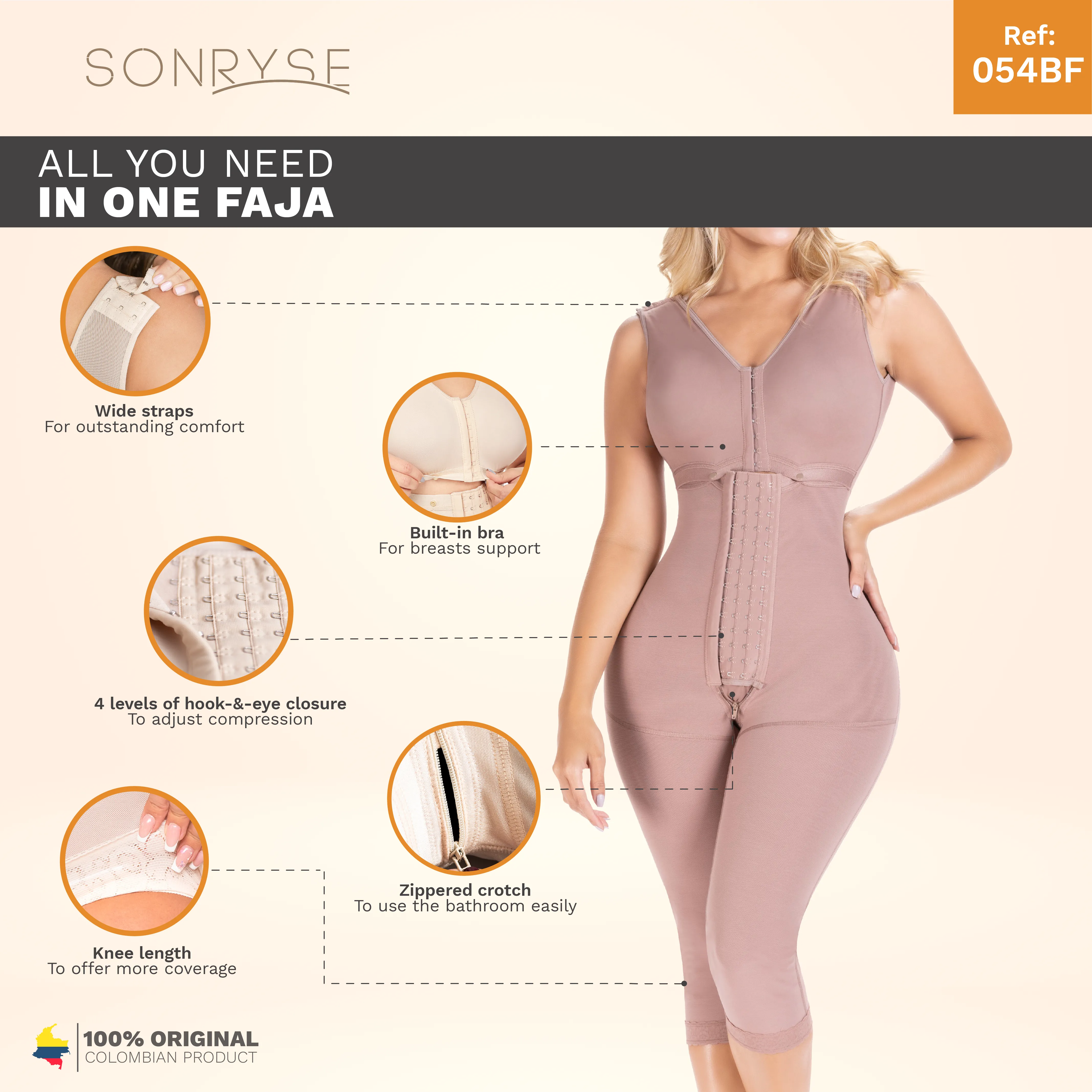 SONRYSE 054BF Tummy Control Butt Lifting Effect Full Body Shaper
