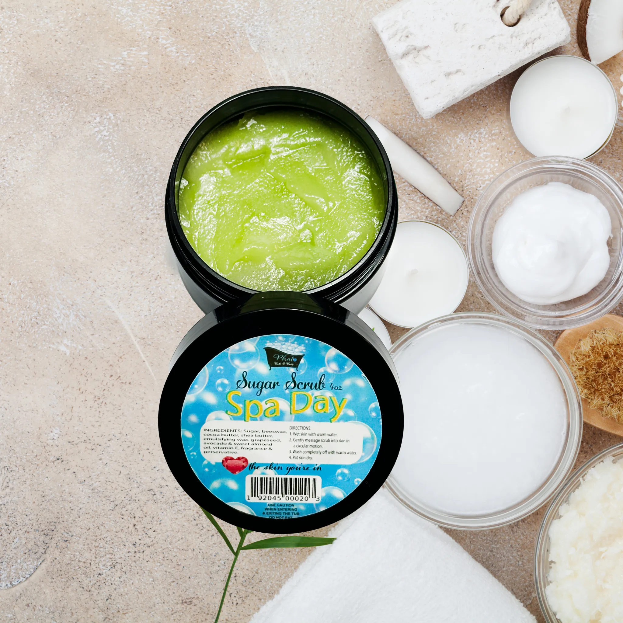 Spa Day Whipped Shea Sugar Scrub Cocoa Butter Mint Lemon Eucalyptus 4 oz