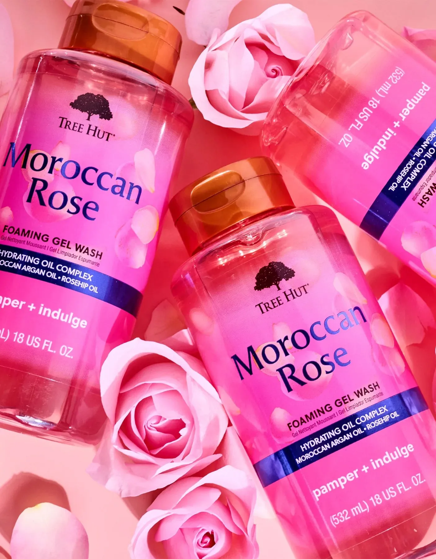 TREE HUT moroccan rose foaming gel wash hydrating oil complex moroccan argan oil   rosehip oil