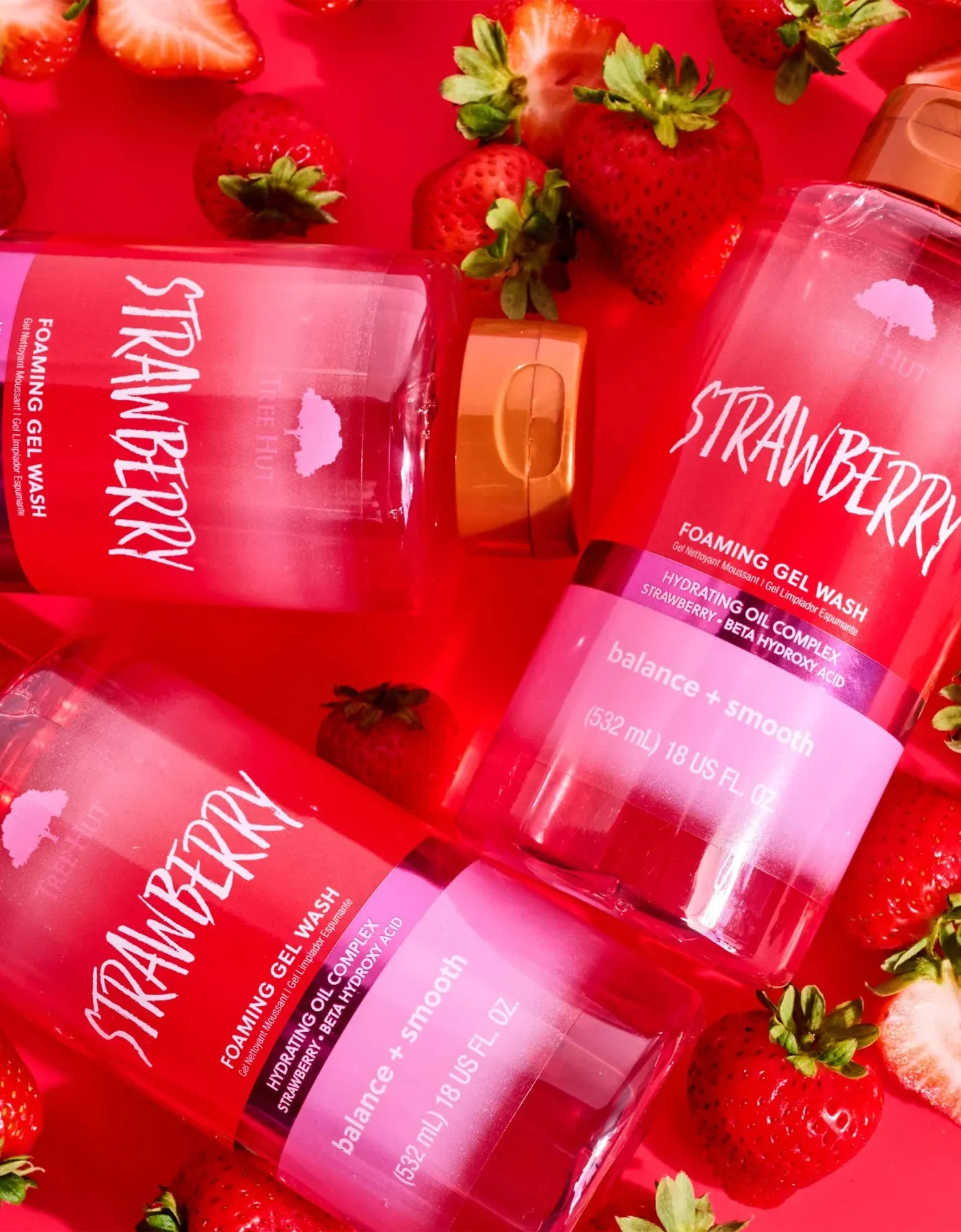 TREE HUT Strawberry foaming gel wash hydrating oil complex Strawberry   beta hydroxy acid