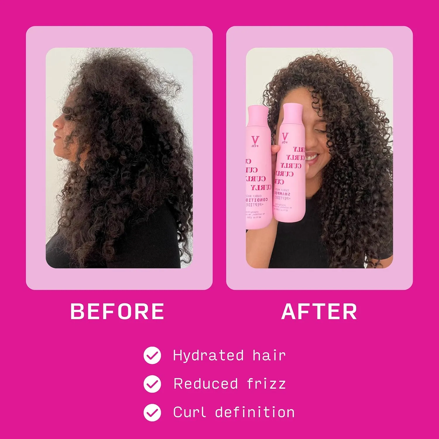 V & CO curly hair conditioner   peptides curlty free no sulfates no parabens بلسم الشعر الكيرلي