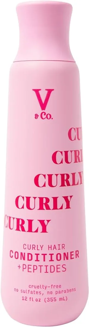 V & CO curly hair conditioner   peptides curlty free no sulfates no parabens بلسم الشعر الكيرلي