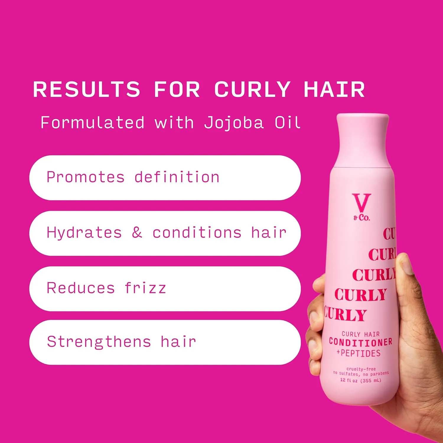 V & CO curly hair conditioner   peptides curlty free no sulfates no parabens بلسم الشعر الكيرلي