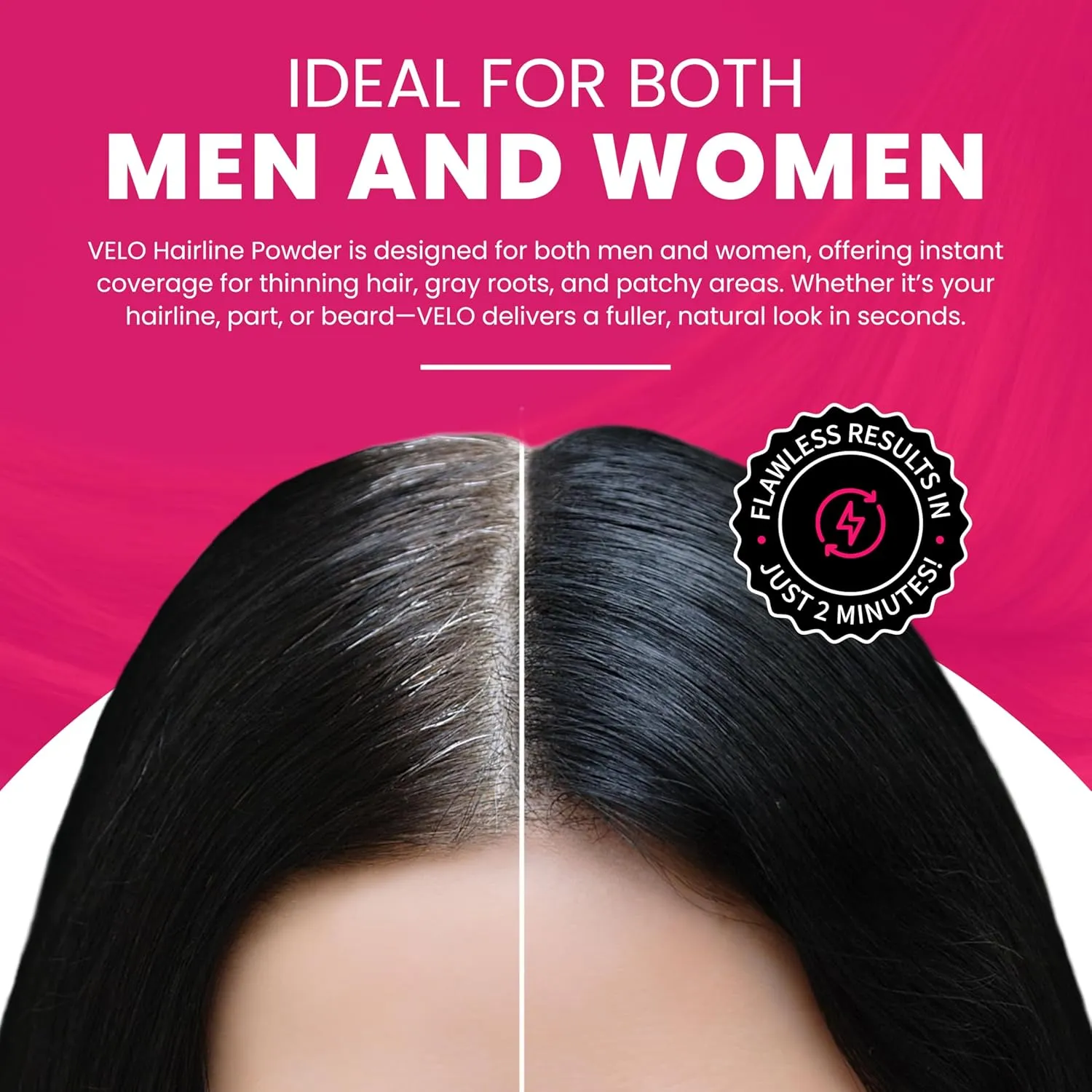 VELO Hairline PowderMEDIUM BROWN Hair Root Touch Up Powder for Women & MenInstantly Covers Gray Hair, Thinning Hair & Bald SpotsSweatproof Root Cover UpPuff & Mirror Compact, 13 Shades