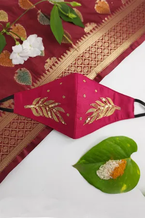 Whe Pink Festive Hand-embroidered Mask
