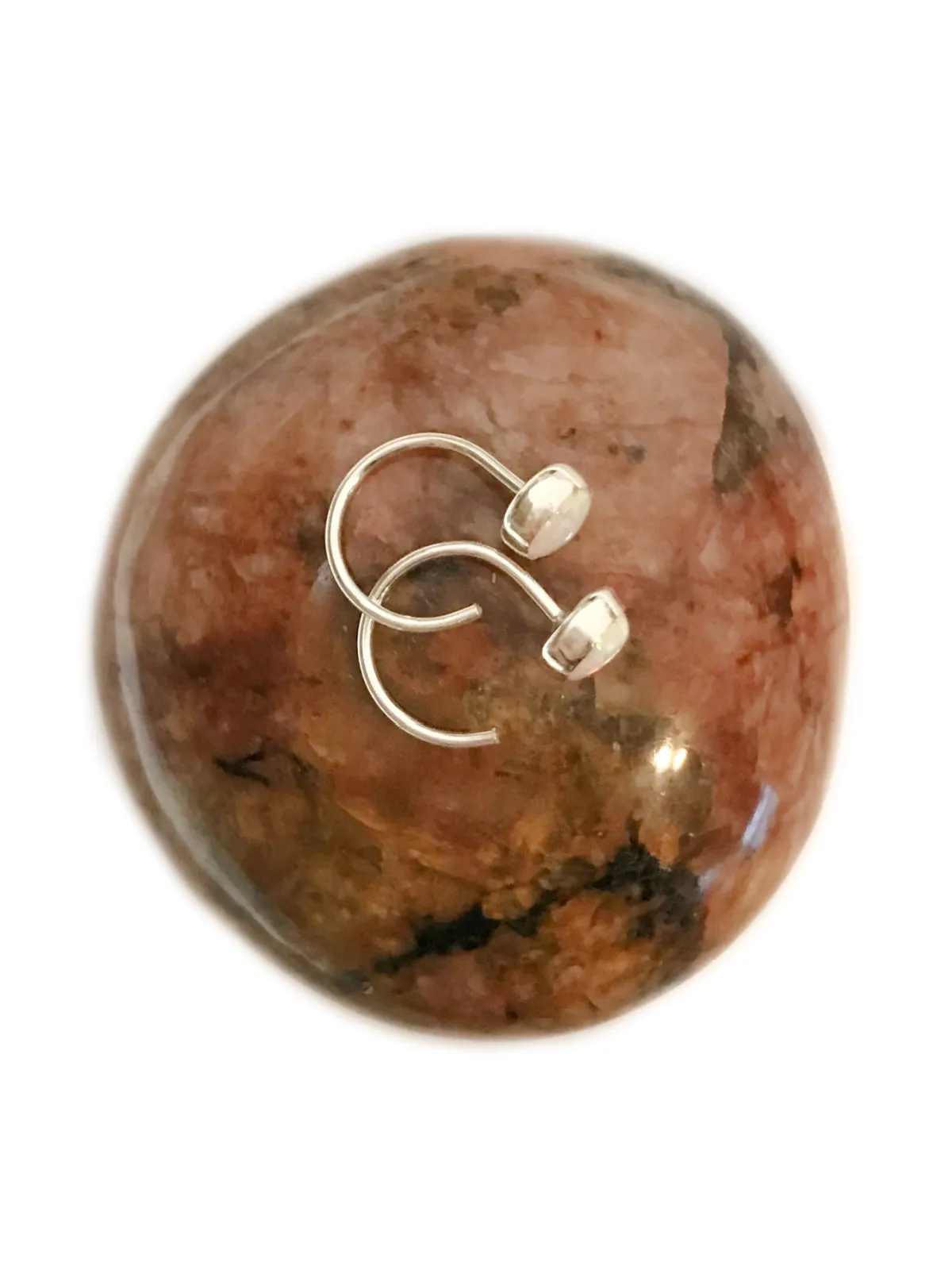 White Opal Curved Wire Earrings