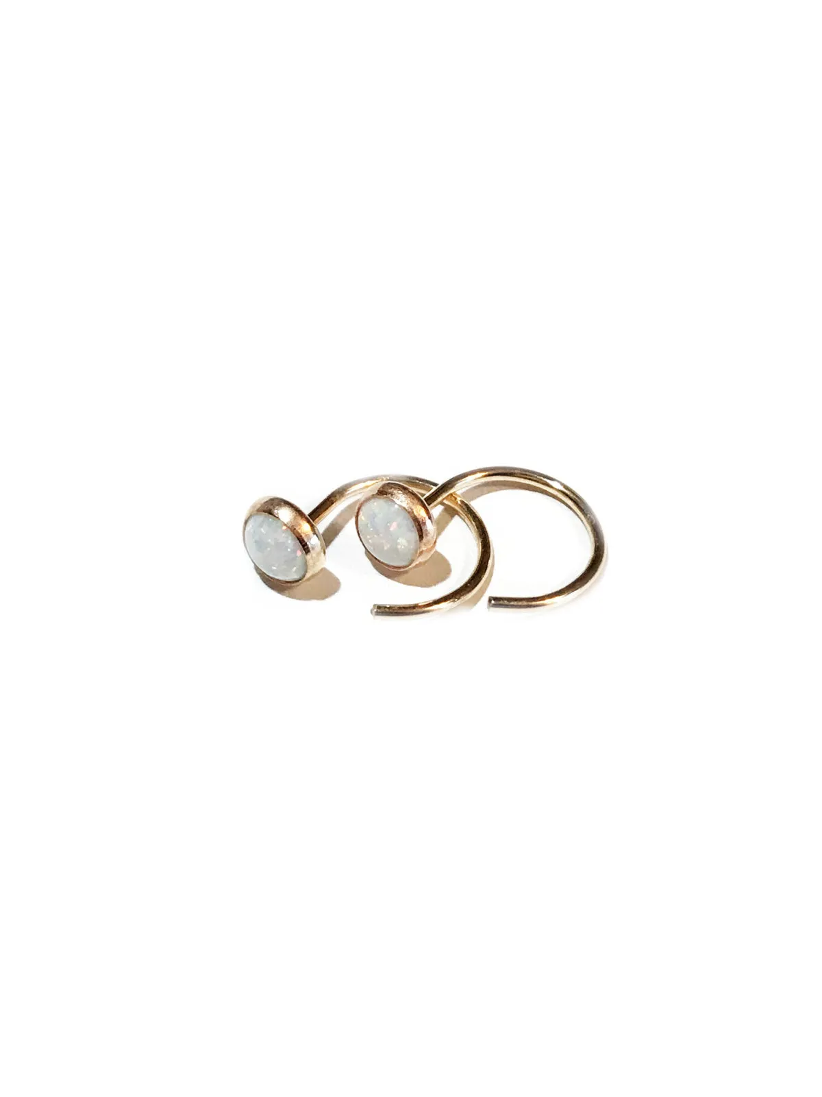 White Opal Curved Wire Earrings